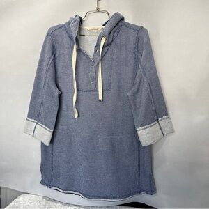 Soft Surroundings Bali Beach Pullover Tunic Hooded Sweatshirt French Terry Large